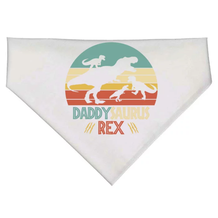 Funny Daddysaurus Rex Dinosaur Dad And Fun Tee Fathers Great Gift USA-Made Doggie Bandana