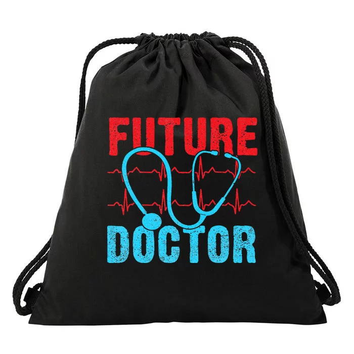 Future Doctor retro heartbeat nurse Drawstring Bag