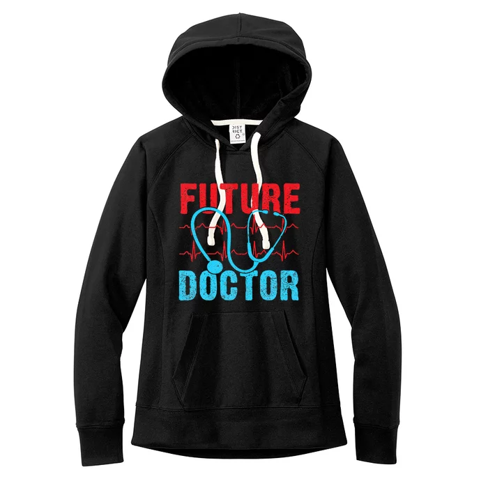 Future Doctor retro heartbeat nurse Women's Fleece Hoodie