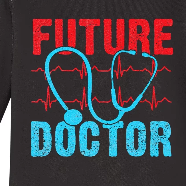 Future Doctor retro heartbeat nurse Baby Long Sleeve Bodysuit