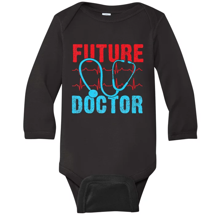 Future Doctor retro heartbeat nurse Baby Long Sleeve Bodysuit