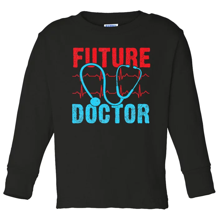 Future Doctor retro heartbeat nurse Toddler Long Sleeve Shirt