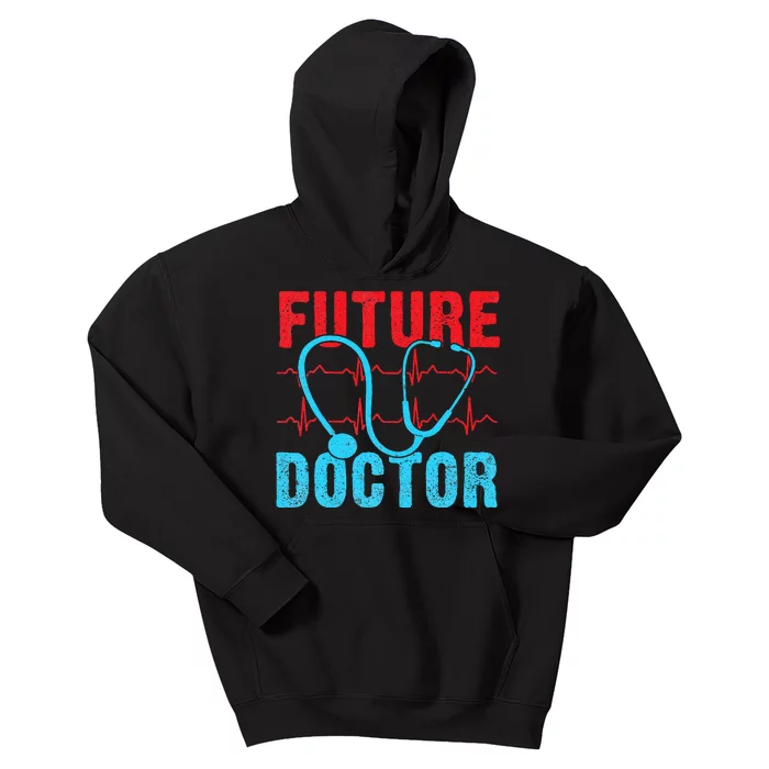 Future Doctor retro heartbeat nurse Kids Hoodie