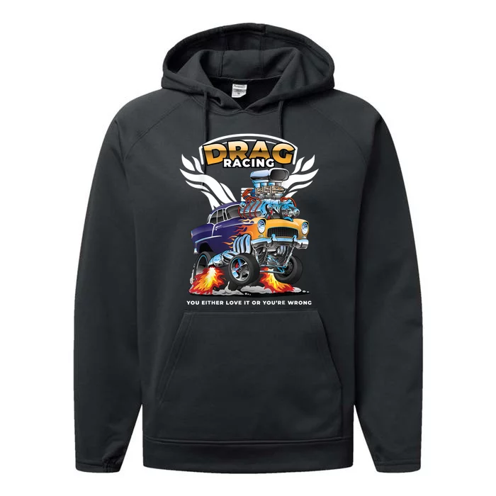 Funny Drag Racing Performance Fleece Hoodie