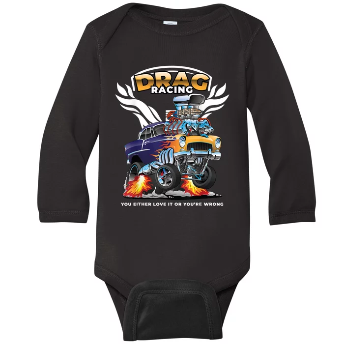 Funny Drag Racing Baby Long Sleeve Bodysuit