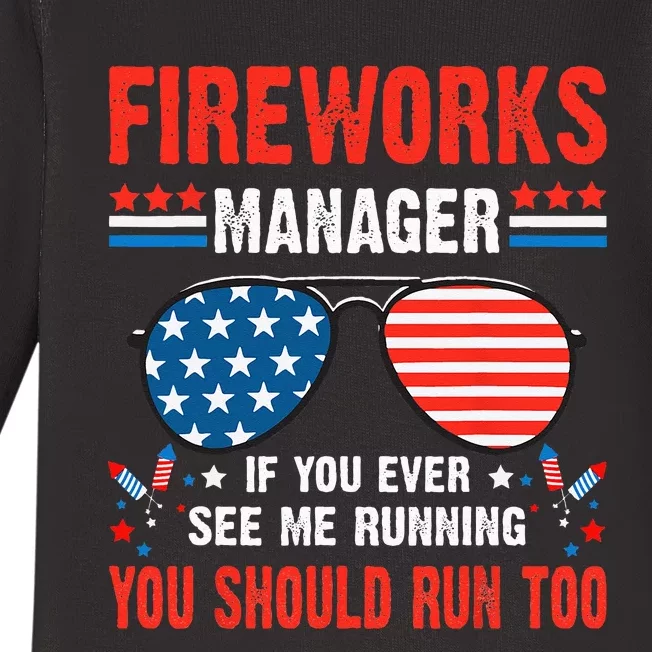 Fireworks Director Run Funny Fourth Of July 4th Baby Long Sleeve Bodysuit