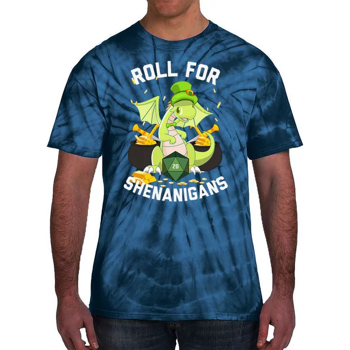 Funny Dragon Roll For Shenanigans D20 RPG St Patricks Day Tie-Dye T-Shirt