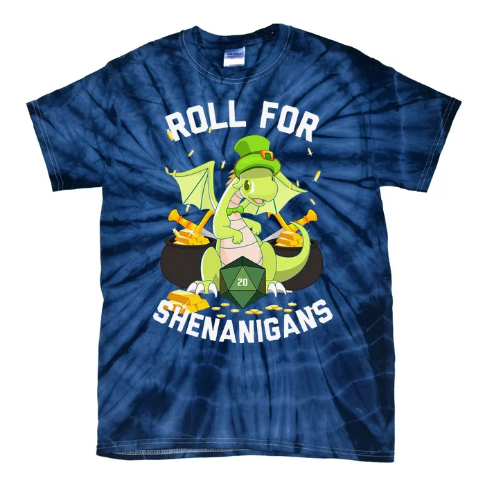 Funny Dragon Roll For Shenanigans D20 RPG St Patricks Day Tie-Dye T-Shirt