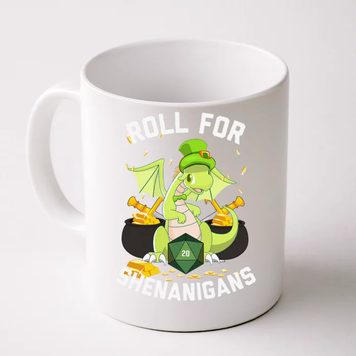 Funny Dragon Roll For Shenanigans D20 RPG St Patricks Day Front & Back Coffee Mug