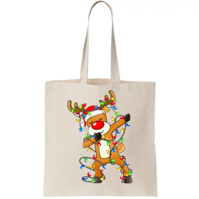 Festive Dabbing Reindeer Santa for Christmas Celebration Tote Bag