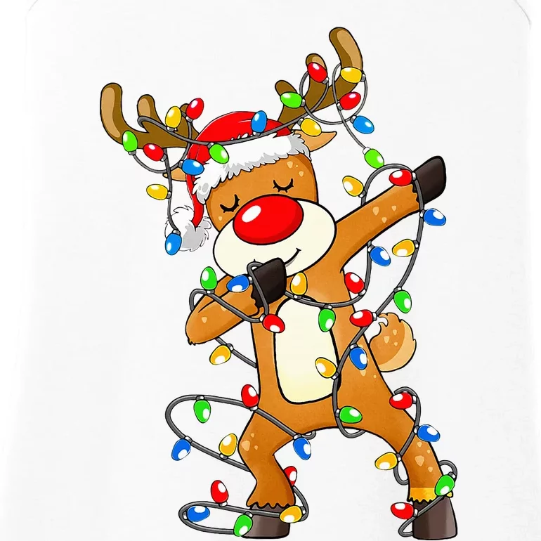 Festive Dabbing Reindeer Santa for Christmas Celebration Ladies Essential Tank