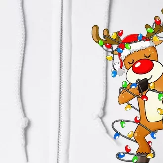 Festive Dabbing Reindeer Santa for Christmas Celebration Full Zip Hoodie