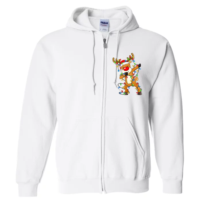 Festive Dabbing Reindeer Santa for Christmas Celebration Full Zip Hoodie