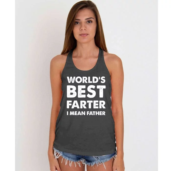 Father's Day Retro Dad World's Best Farter I Mean Father Women's Knotted Racerback Tank