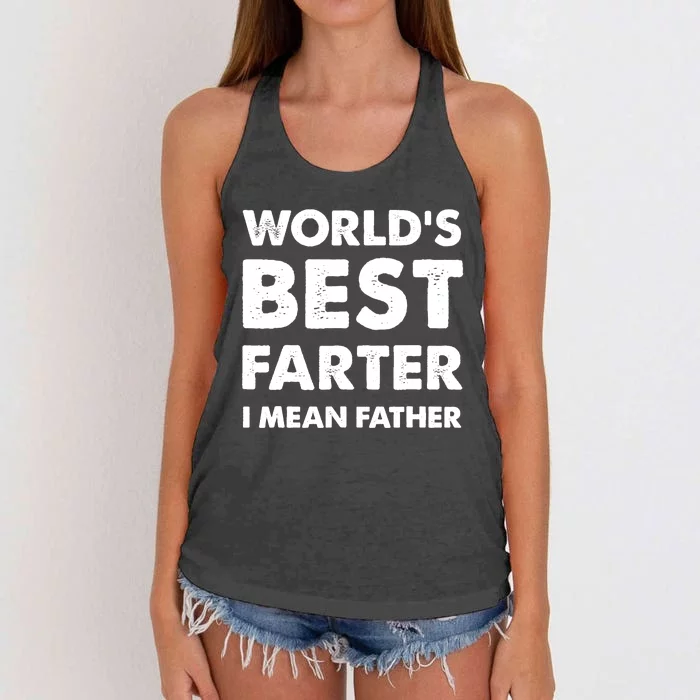 Father's Day Retro Dad World's Best Farter I Mean Father Women's Knotted Racerback Tank