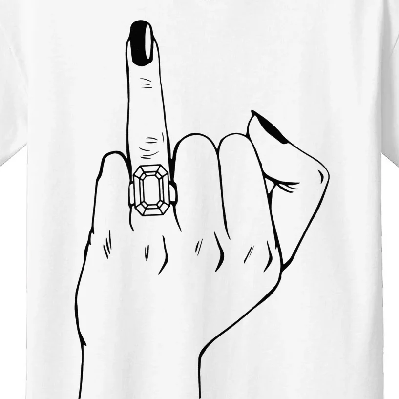 Finger Diamond Ring Wedding Honeymoon Bachelorette Bride Kids T-Shirt