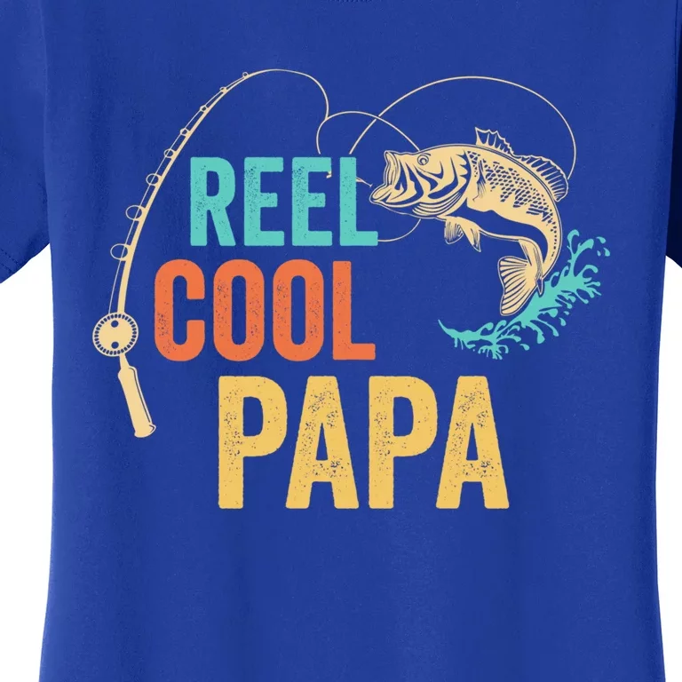 Fathers Day Reel Cool Papa Dad Grandpa PopPop Fishing Great Gift Women's T-Shirt