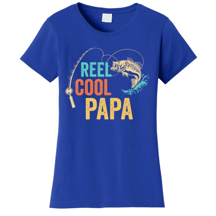 Fathers Day Reel Cool Papa Dad Grandpa PopPop Fishing Great Gift Women's T-Shirt