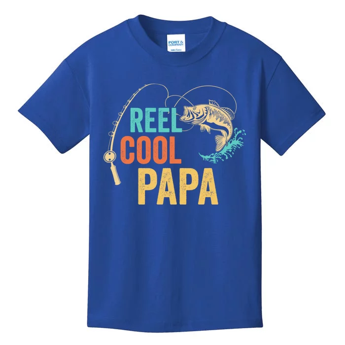 Fathers Day Reel Cool Papa Dad Grandpa PopPop Fishing Great Gift Kids T-Shirt