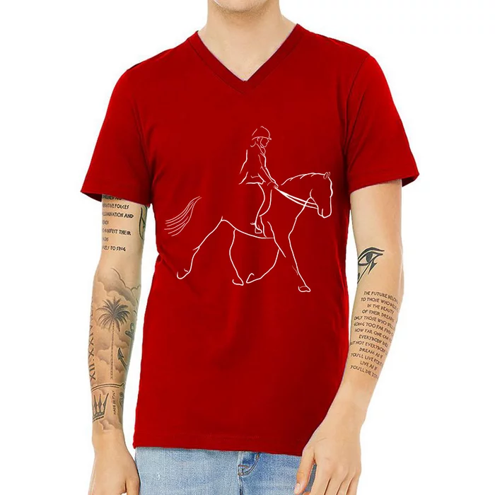 Funny Dressage Riding Horse Show Horseback Equestrian V-Neck T-Shirt