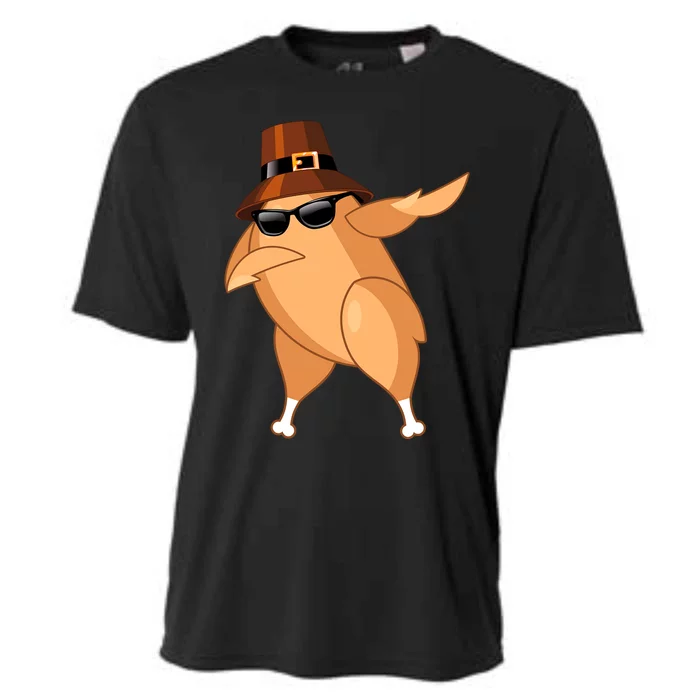 Funny Dabbing Roasted Turkey Thanksgiving Pilgrim Dab Dance Gift Cooling Performance Crew T-Shirt