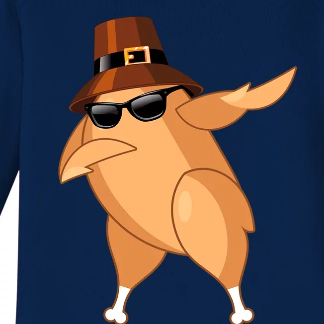 Funny Dabbing Roasted Turkey Thanksgiving Pilgrim Dab Dance Gift Baby Long Sleeve Bodysuit