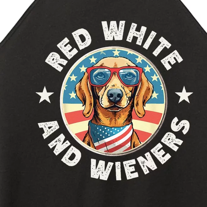 Funny Dachshund Red White and Wieners Weiner Dog 4th of July Women’s Perfect Tri Rocker Tank