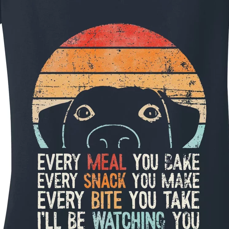 Funny Dog Retro Dog Ill Be Watching You Dog Dog Lover Women's V-Neck T-Shirt