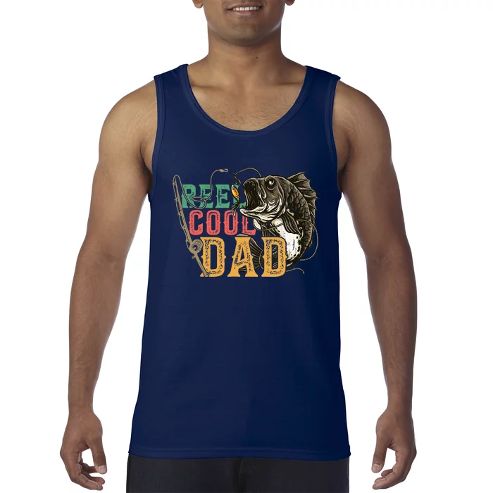 Fathers Day Reel Cool Dad Fishing Lover Fisherman Daddy Papa Tank Top