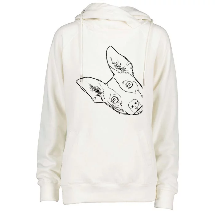 Funny Dog Rat Terrier Womens Funnel Neck Pullover Hood