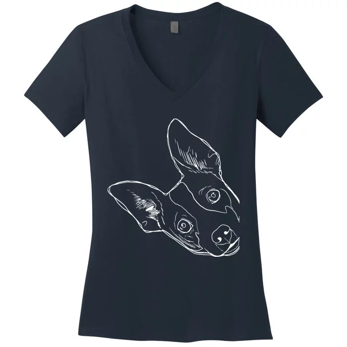 Funny Dog Rat Terrier Women's V-Neck T-Shirt