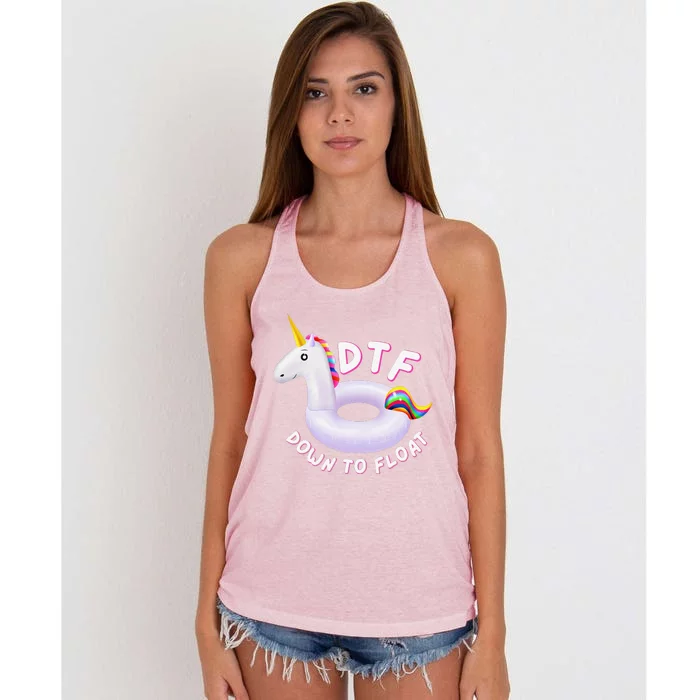 Funny Dtf River Tubing Down To Float Summer Float Trip Women's Knotted Racerback Tank