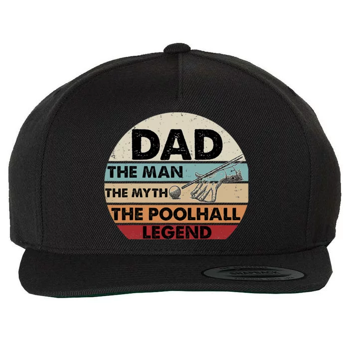 Father's Day Retro Billiard Player Dad, Billiards Pool Gift For Dad Wool Snapback Cap