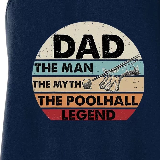 Father's Day Retro Billiard Player Dad, Billiards Pool Gift For Dad Women's Racerback Tank