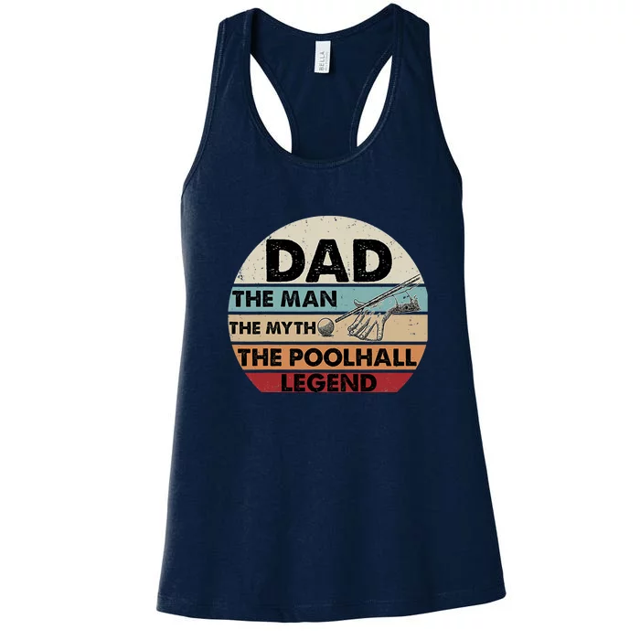 Father's Day Retro Billiard Player Dad, Billiards Pool Gift For Dad Women's Racerback Tank