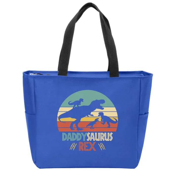 Funny Daddysaurus Rex Dinosaur Dad And Fun Tee Fathers Gift Zip Tote Bag