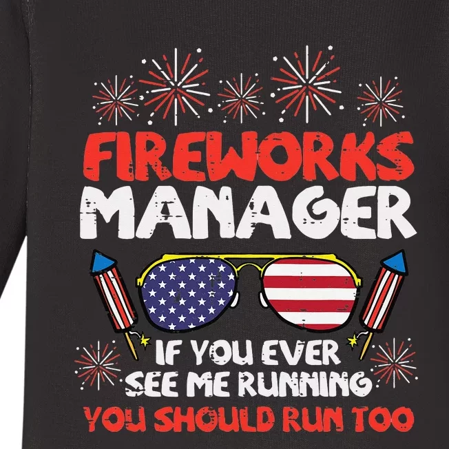 Fireworks Director Run Funny Fourth Of July 4th Baby Long Sleeve Bodysuit