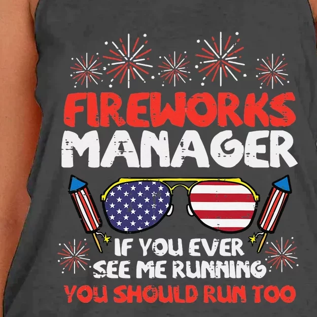 Fireworks Director Run Funny Fourth Of July 4th Women's Knotted Racerback Tank