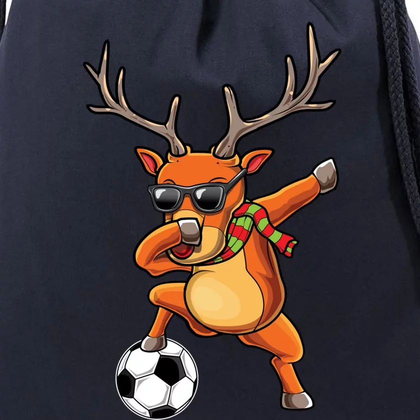 Funny Dabbing Reindeer Dab Christmas Soccer X Mas Funny Gift Drawstring Bag