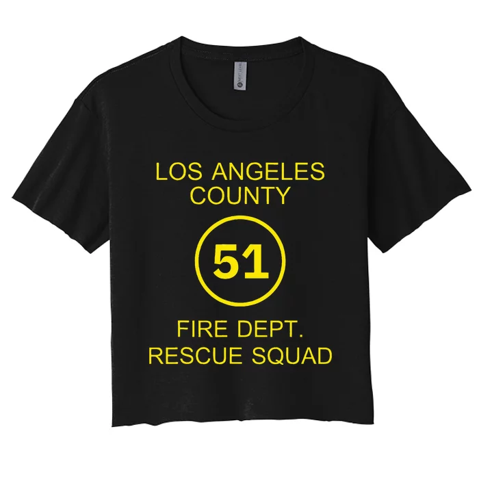 Fire Department Rescue Squad Team L.A. County 51 Women's Crop Top Tee