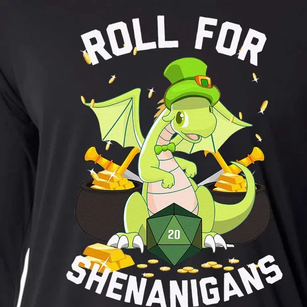 Funny Dragon Roll For Shenanigans D20 RPG St Patricks Day Cooling Performance Long Sleeve Crew