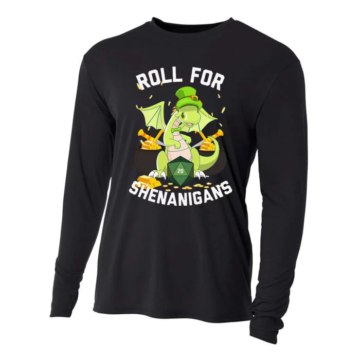 Funny Dragon Roll For Shenanigans D20 RPG St Patricks Day Cooling Performance Long Sleeve Crew