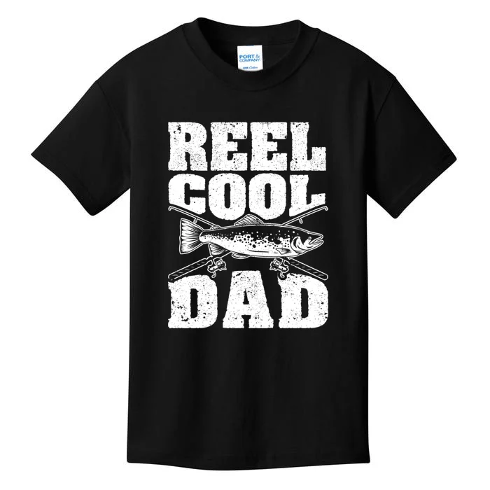 Father's Day Reel Cool Dad Funny Fishing Lover Gift Fishing Dad Kids T-Shirt