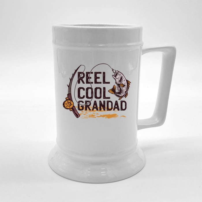 Father's Day Reel Cool Grandad Real Funny Fishing Grandad Gift Fishing Dad Front & Back Beer Stein