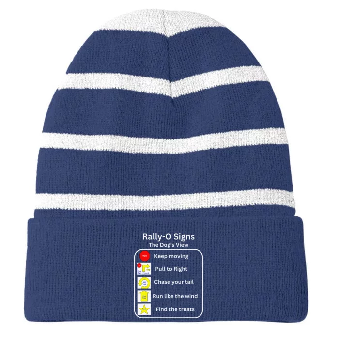 Funny Dog Rally Obedience Striped Beanie with Solid Band