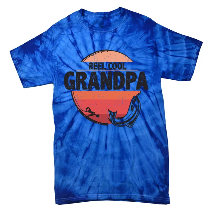 Fathers Day Sunset Fishing Grandpa Reel Cool Grandpa Gift Tie-Dye T-Shirt