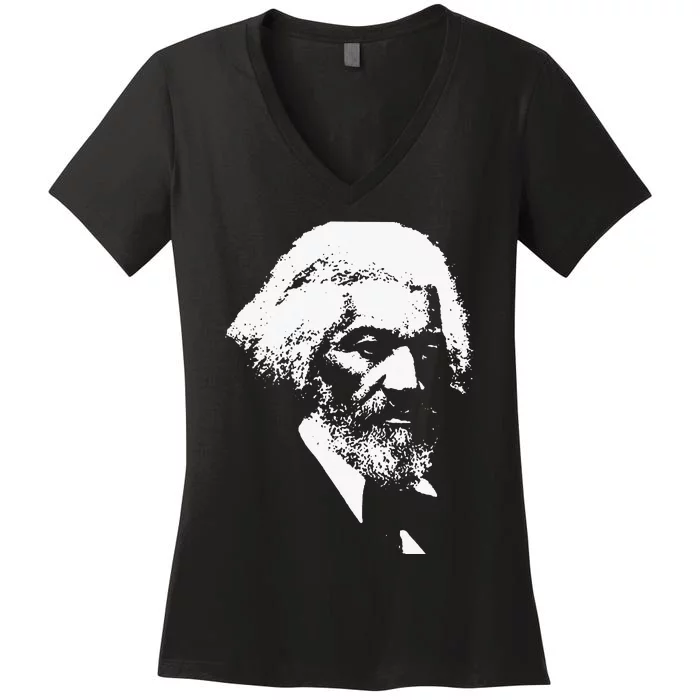 Frederick Douglass Silhouette Black History Month Women's V-Neck T-Shirt