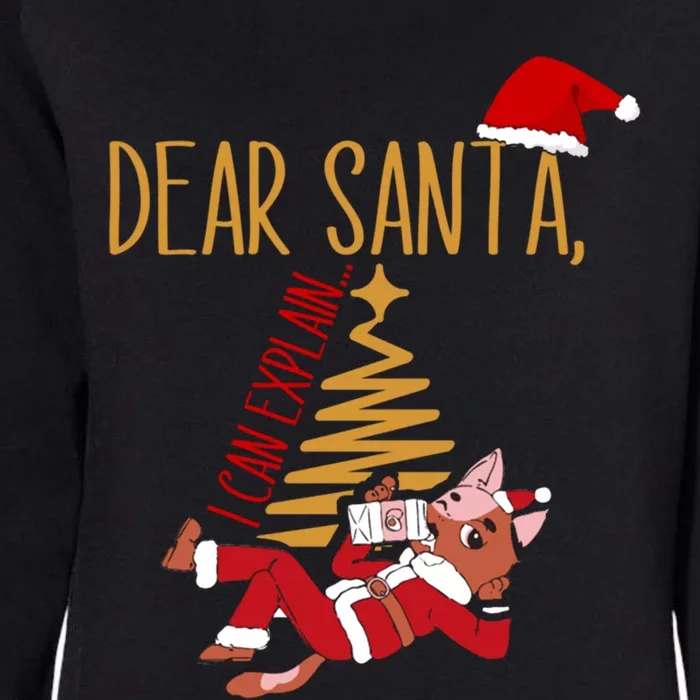 Funny Dear Santa I Can Explain Christmas Cat Gift Womens California Wash Sweatshirt