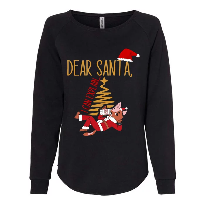 Funny Dear Santa I Can Explain Christmas Cat Gift Womens California Wash Sweatshirt