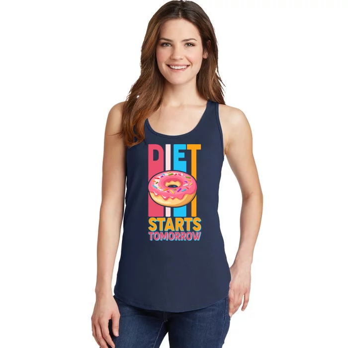 Funny Diet Starts Tomorrow Donut Love Ladies Essential Tank